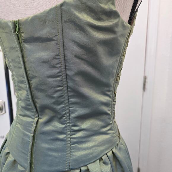 Vtg Scott McClintock Sage Green Taffeta Ball Gown 8 bridgerton Regency Fairytale - Picture 5 of 11